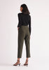 Paisie Cropped Button Detail Trousers in Army Green Back